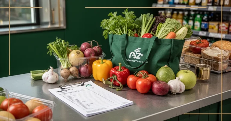 Budget grocery shopping with list and fresh food at a New Zealand supermarket