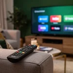 Household entertainment budget with streaming subscriptions on television at home