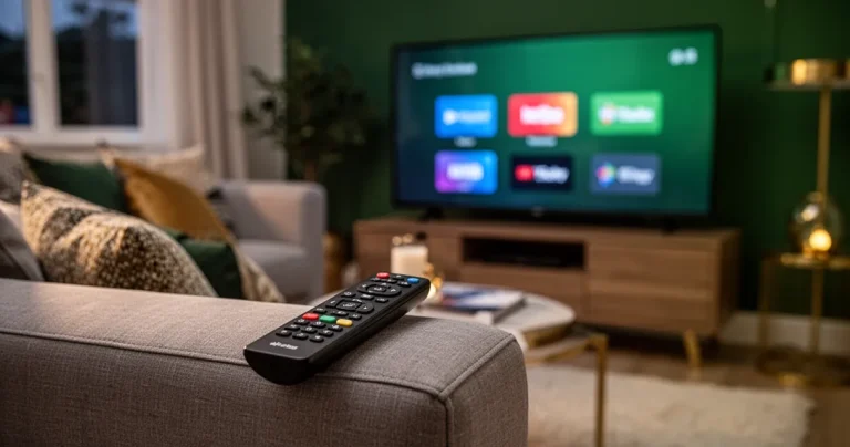 Household entertainment budget with streaming subscriptions on television at home