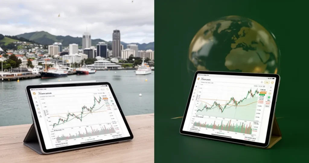 New Zealand investing concept comparing local NZX shares and global ETF diversification
